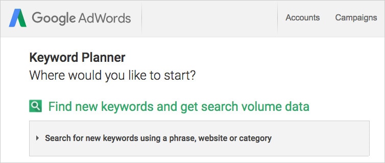 Google Keyword Planner Tool