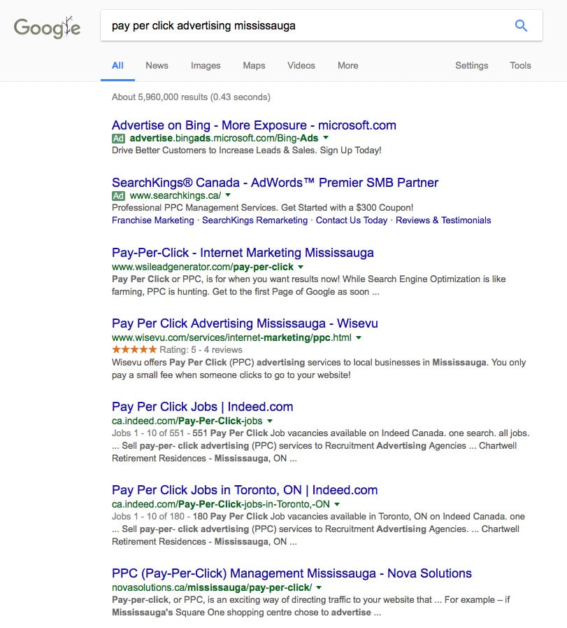 Star rating Google review snippet Pay Per Click Mississauga