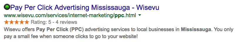 Google star rating snippet ppc Mississauga