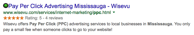 google star rating review snippet ppc Mississauga