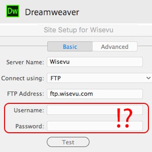 Dreamweaver CC Wont Save Password and Username on Mac