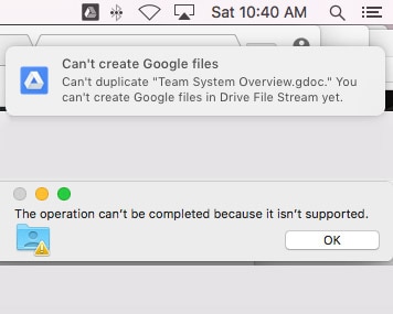 Cannot move google files google file stream