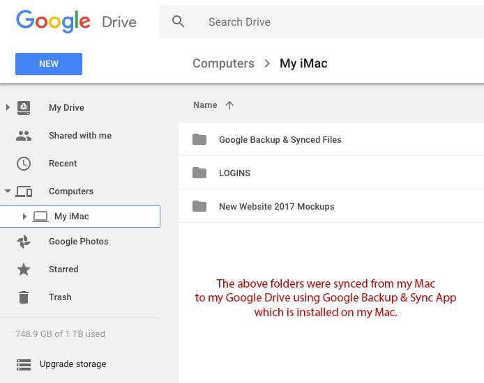 Synced Files from My Computer on Google Drive