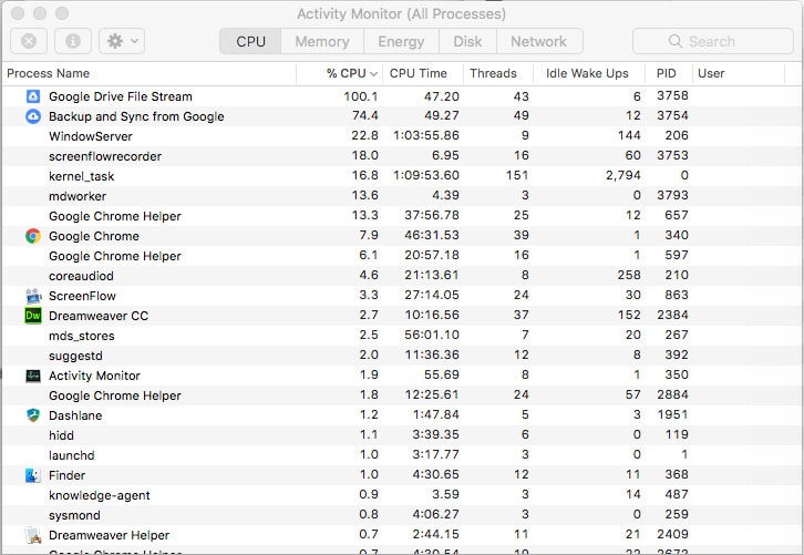 Google file stream eating up CPU and RAM