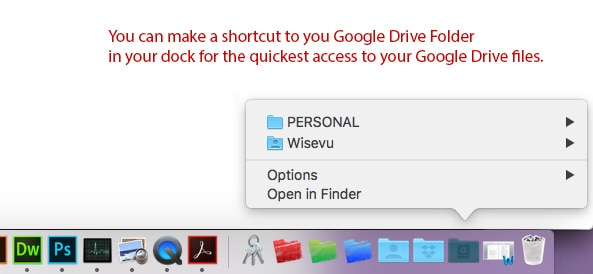 Google File Stream Access Point through the Dock