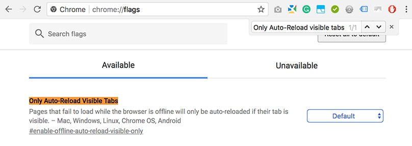 Google Chrome - Disable Only Auto-Reload Visible Tabs