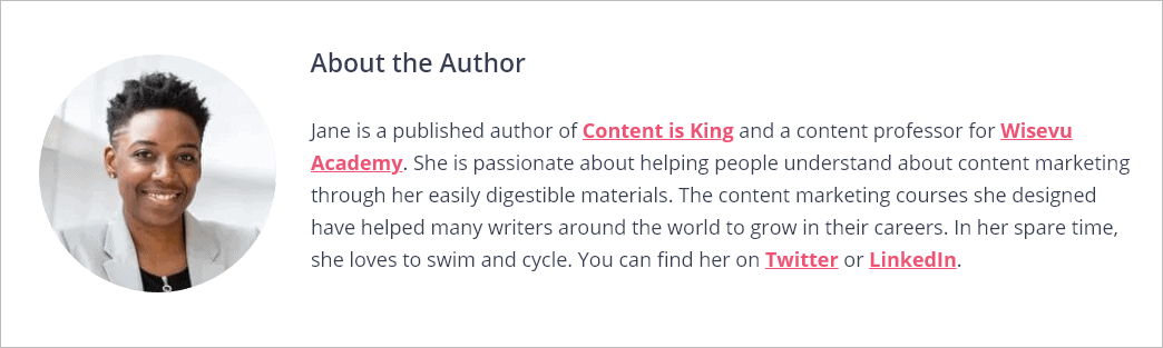 author biography examples