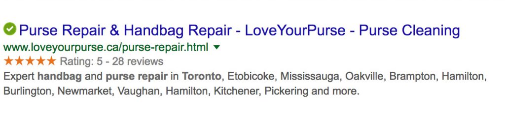 Google schema rich snippets purse repair