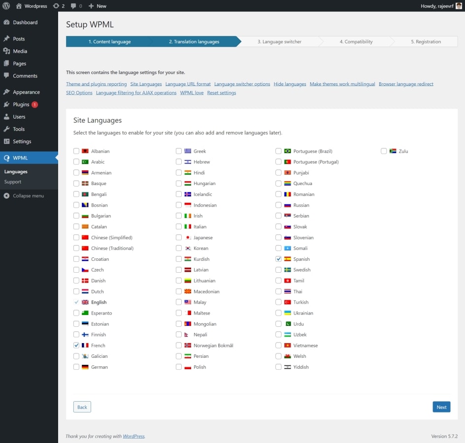 Screenshots Of WPML