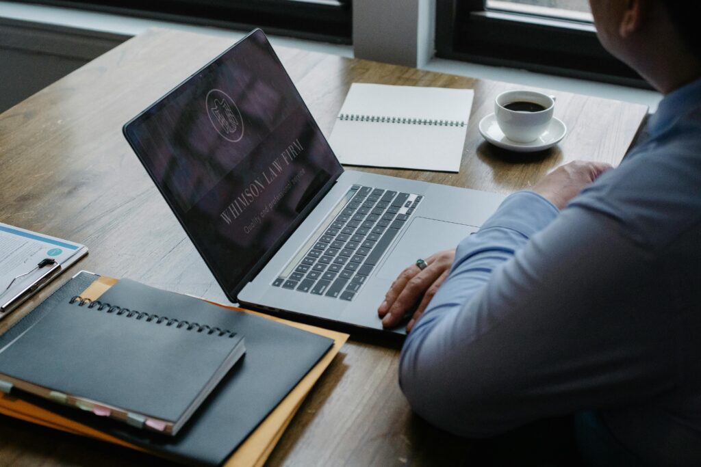 A lawyer in front of laptop