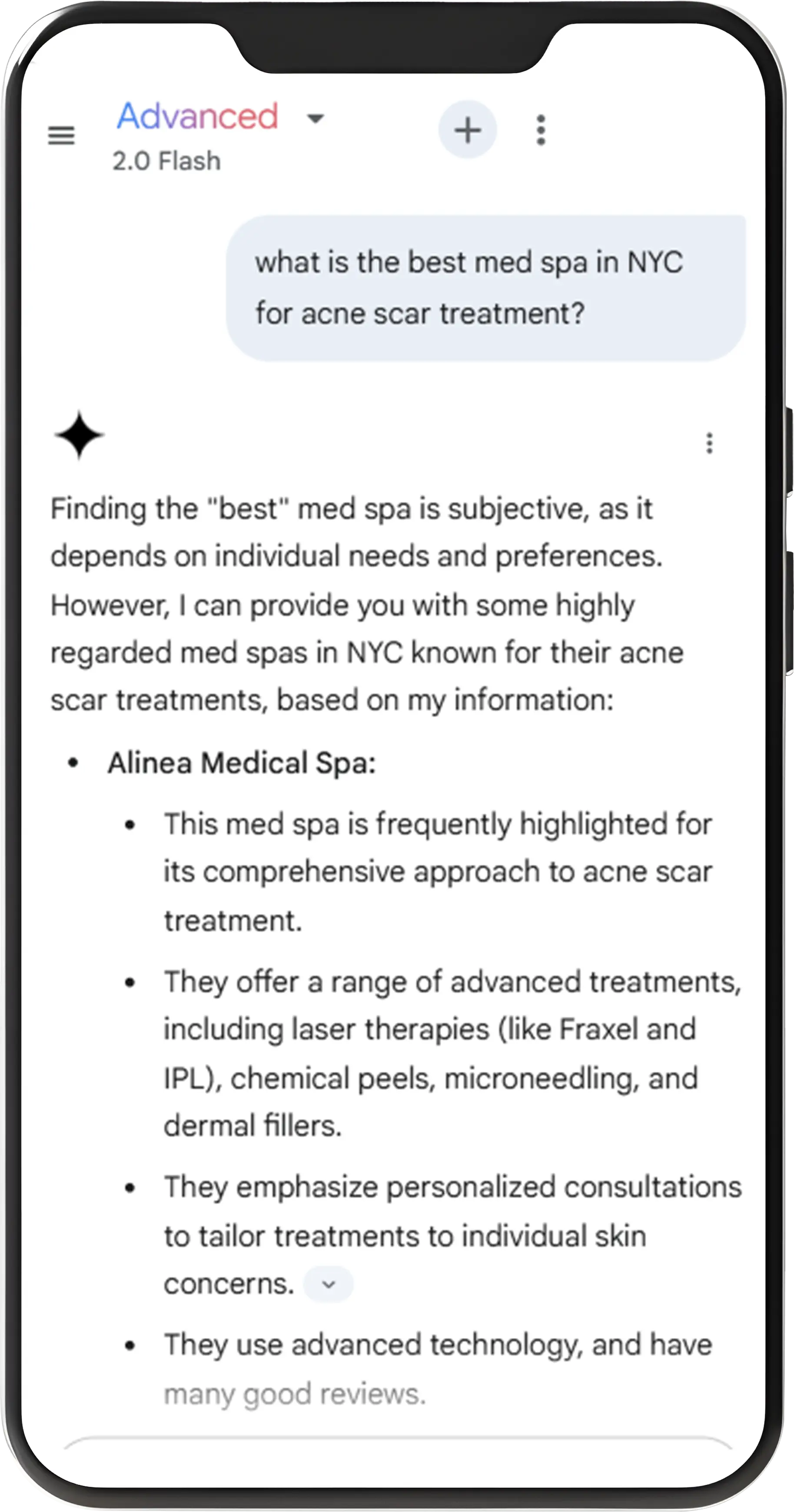 WV Ai Search Optimization Phone Mockups Alinea Medical Spa NYC