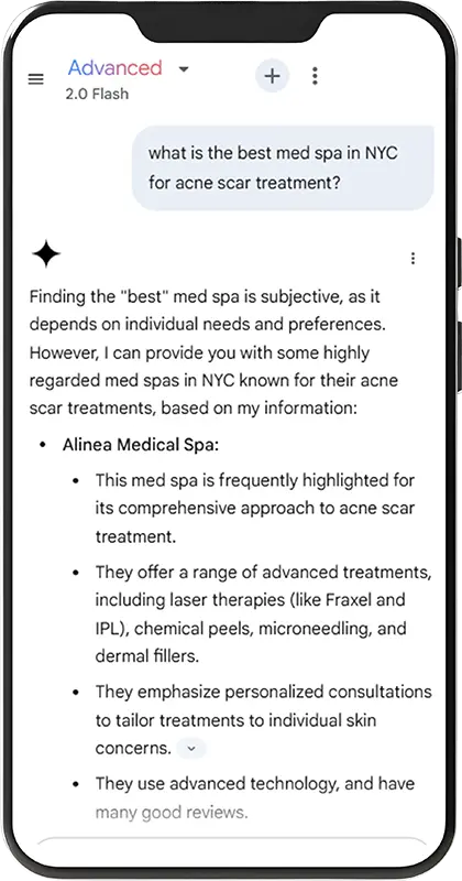 WV Ai Search Optimization Phone Mockups Alinea Medical Spa NYC